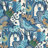 Pineapple garden (wp) - # 05 cobalt- Maxwell Wallpaper By The 11 Yard Roll