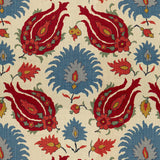 BRUNSCHWIG & FILS - KASHMIRI LINEN PRINT- POMEGRANATE/BLUE - Fabric by the Yard