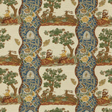 BRUNSCHWIG & FILS - PLOUGASTEL LINEN & COTTON PRINT- BLUE - Fabric by the Yard