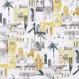 CLARKE AND CLARKE - MARRAKECH- CHARCOAL/OCHRE - Fabric by the Yard