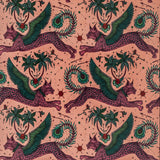 CLARKE AND CLARKE - LYNX VELVET- CORAL - Fabric by the Yard