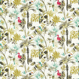 CLARKE AND CLARKE - PALM- CHARCOAL/CITRON - Fabric by the Yard