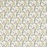 CLARKE AND CLARKE - GOLDEN LILY EMBROIDERY- PLUM/DENIM - Fabric by the Yard