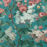 Maxwell - FLORIBUNDA (WP) - TEAL - Wallcovering by the 11 Yard Roll