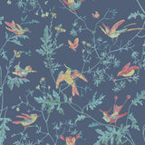 COLE & SON - HUMMINGBIRDS- INDIGO MULTI-COLOUR - Wallcovering by the Roll