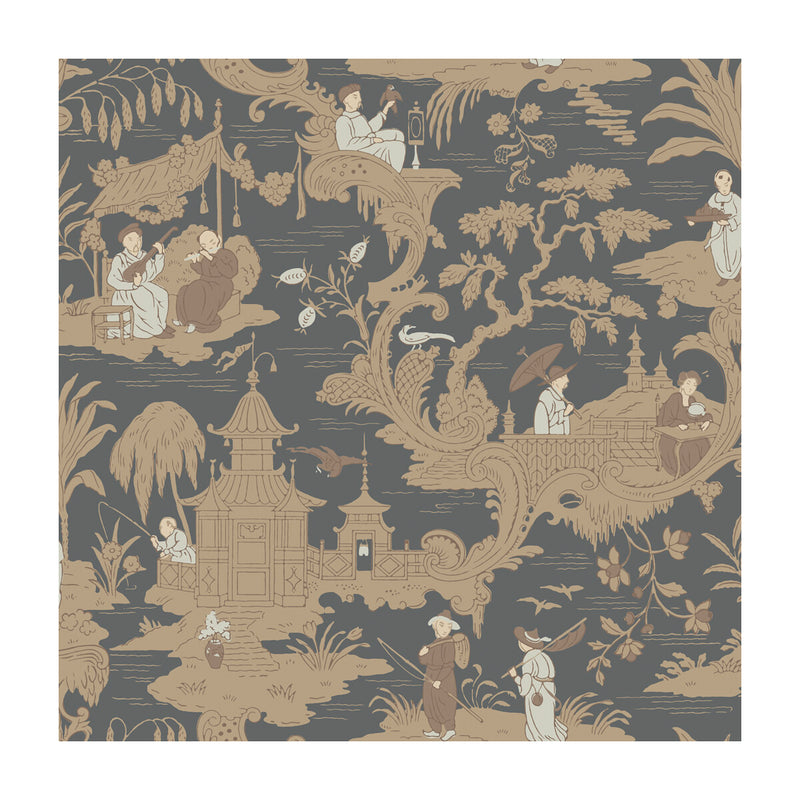 COLE & SON - CHINESE TOILE- CHARCOAL - Wallcovering by the Roll CHARCOAL