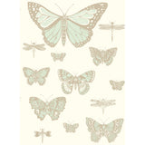 COLE & SON - BUTTERFLIES & DRAGONFLIES- DUCK EGG IVRY - Wallcovering by the Roll