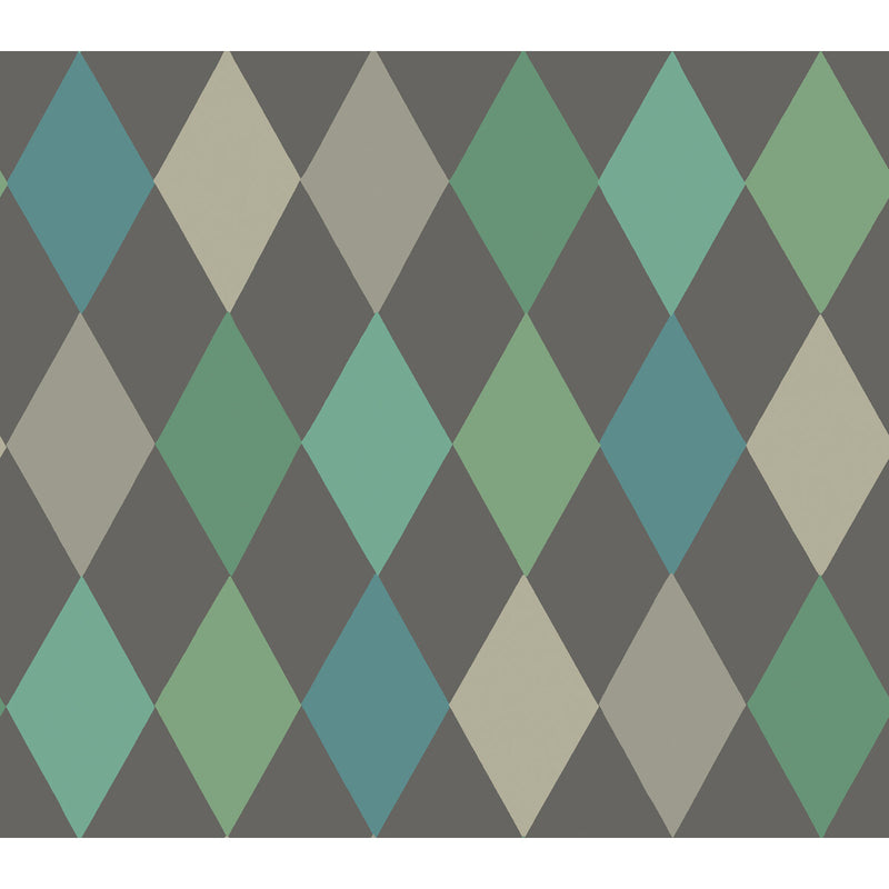COLE & SON - PUNCHINELLO- TEAL ON CHAR - Wallcovering by the Roll TEAL ON CHAR