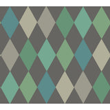 COLE & SON - PUNCHINELLO- TEAL ON CHAR - Wallcovering by the Roll