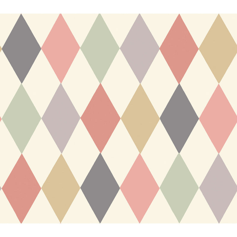 COLE & SON - PUNCHINELLO- CORAL & GRN - Wallcovering by the Roll CORAL & GRN