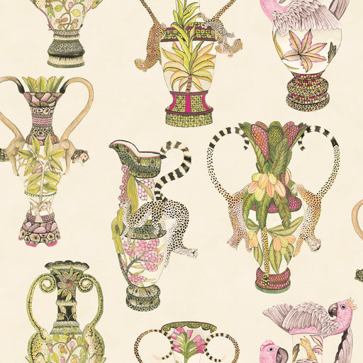 COLE & SON - KHULU VASES- CREAM & MULTI - Wallcovering by the Roll CREAM & MULTI