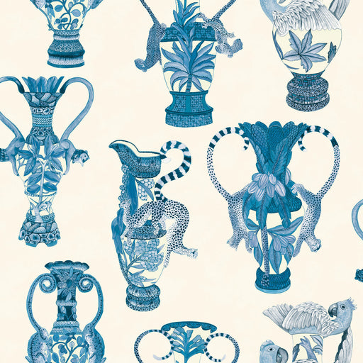 COLE & SON - KHULU VASES- BLUE & WHITE - Wallcovering by the Roll BLUE & WHITE