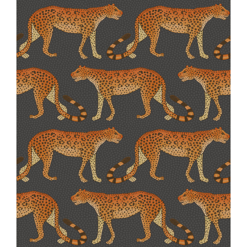 COLE & SON - LEOPARD WALK- CHARCOAL & ORANGE - Wallcovering by the Roll CHARCOAL & ORANGE