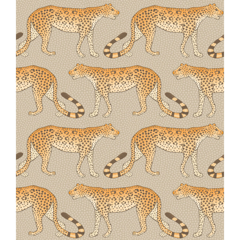 COLE & SON - LEOPARD WALK- STONE & ORANGE - Wallcovering by the Roll STONE & ORANGE