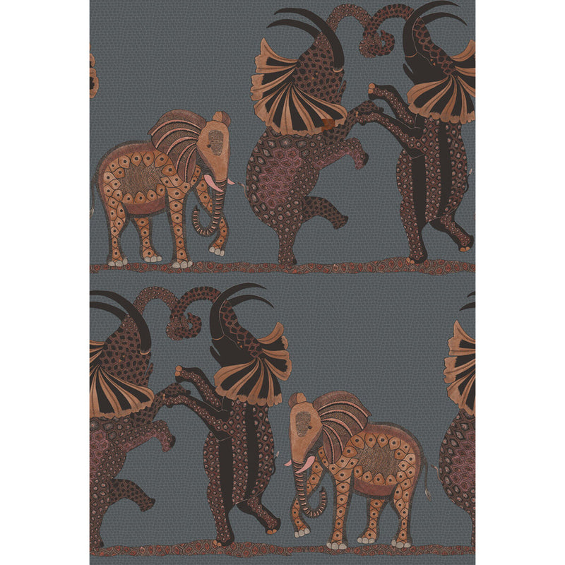 COLE & SON - SAFARI DANCE- CHARCOAL & REDS - Wallcovering by the Roll CHARCOAL & REDS
