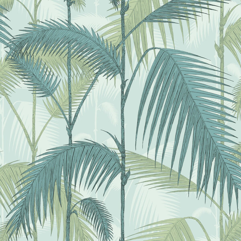 COLE & SON - PALM JUNGLE- PRINT ROOM BLUE/MINT - Wallcovering by the Roll PRINT ROOM BLUE/MINT