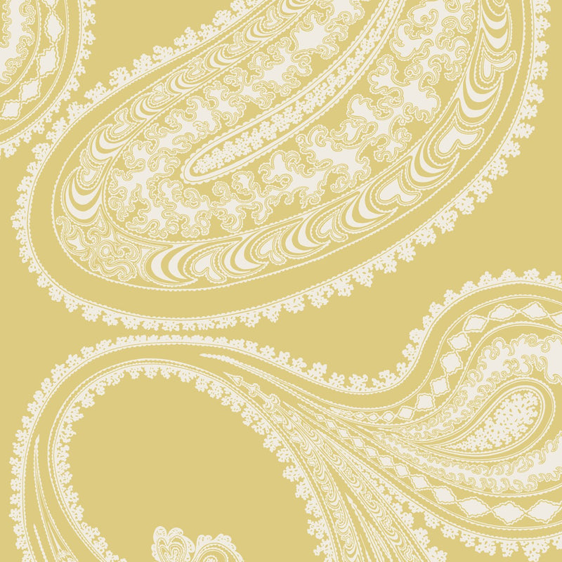 COLE & SON - RAJAPUR FLOCK- YELLOW/WHITE - Wallcovering by the Roll YELLOW/WHITE