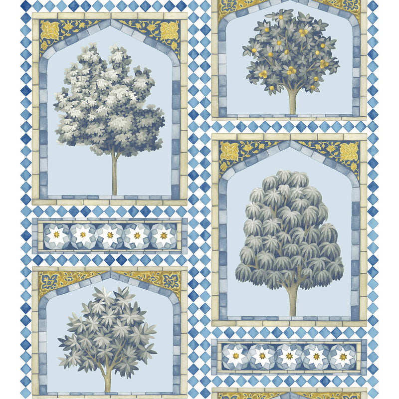 COLE & SON - SULTAN'S PALACE- CHINA BLUE & OCHRE - Wallcovering by the Roll CHINA BLUE & OCHRE