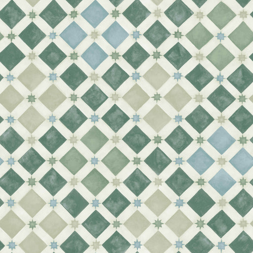 COLE & SON - ZELLIGE- OLIVE & PRINT ROOM BLUE - Wallcovering by the Roll OLIVE & PRINT ROOM BLUE