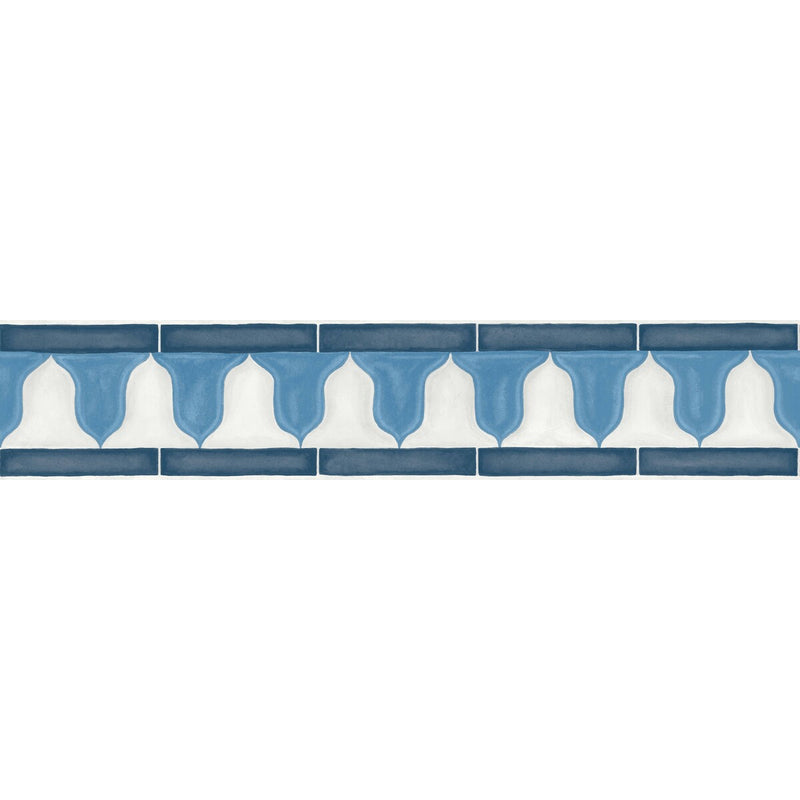 COLE & SON - ZELLIGE BORDER- CHINA BLUE & WHITE - Wallcovering by the Roll CHINA BLUE & WHITE