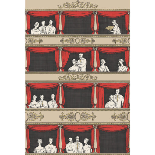 COLE & SON - TEATRO- LINEN/ROUGE - Wallcovering by the Roll LINEN/ROUGE