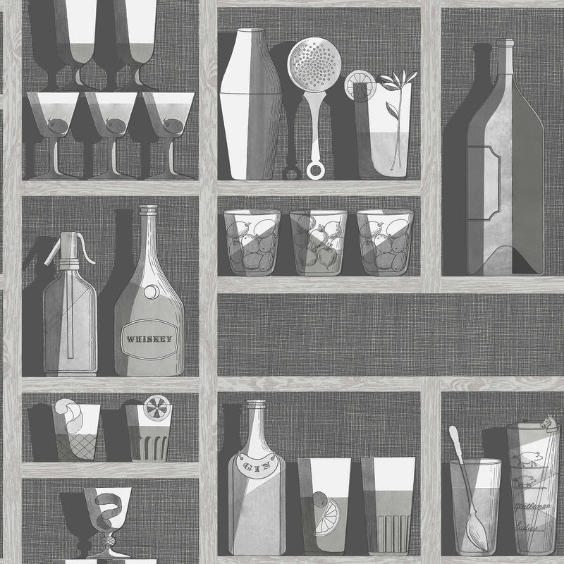 COLE & SON - COCKTAILS- SOOT/SNOW - Wallcovering by the Roll SOOT/SNOW