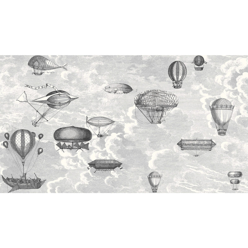 COLE & SON - MACCHINE VOLANTI- SOOT/SNOW - Wallcovering by the EACH SOOT/SNOW
