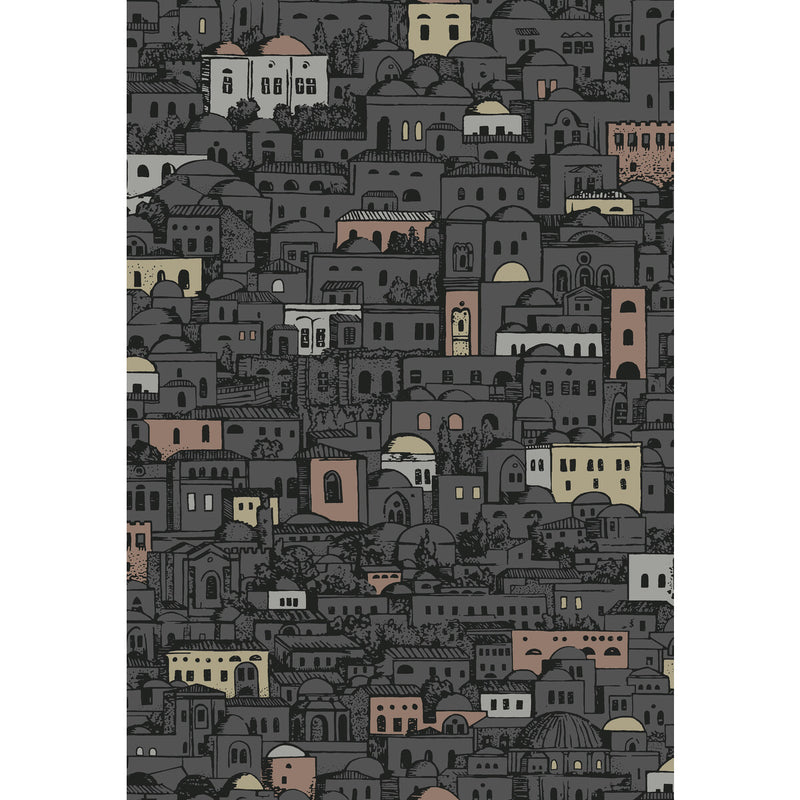COLE & SON - MEDITERRANEA- CHARCOAL & METALLIC - Wallcovering by the Roll CHARCOAL & METALLIC