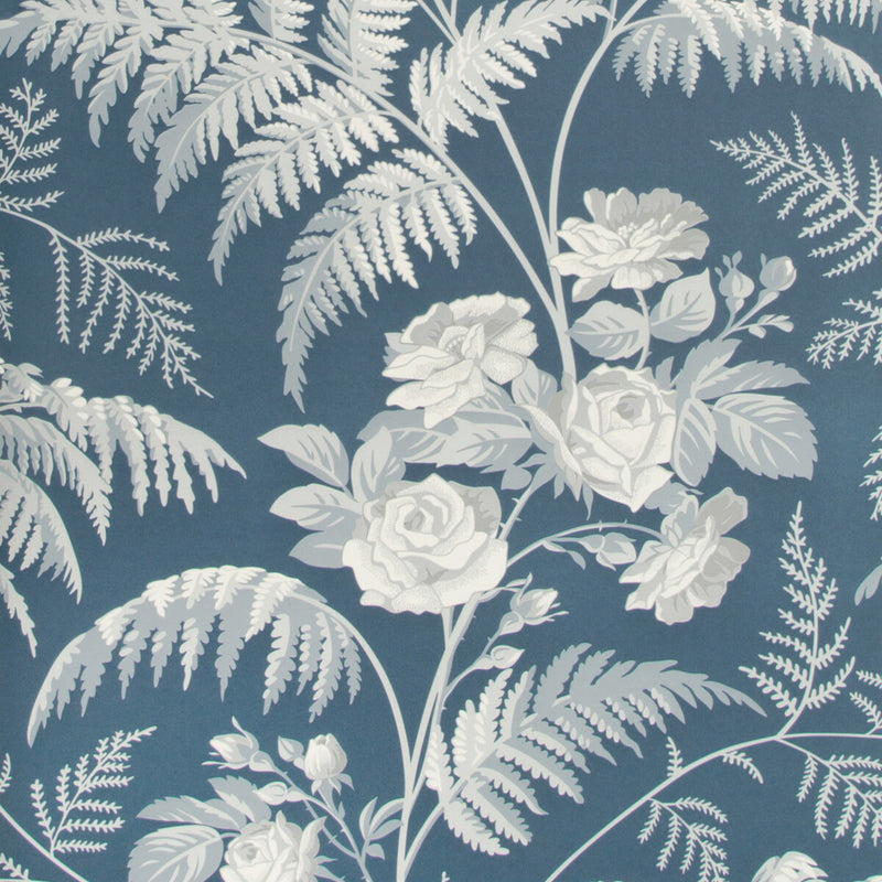 COLE & SON - ROSE- WHITE/ICE BLUE/DENIM - Wallcovering by the Roll WHITE/ICE BLUE/DENIM
