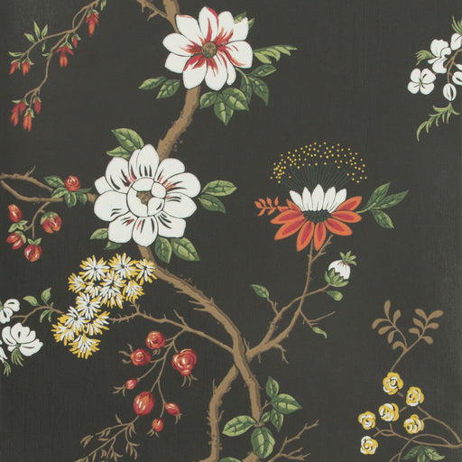 COLE & SON - CAMELLIA- WHITE/RED/CHARCO - Wallcovering by the Roll WHITE/RED/CHARCO