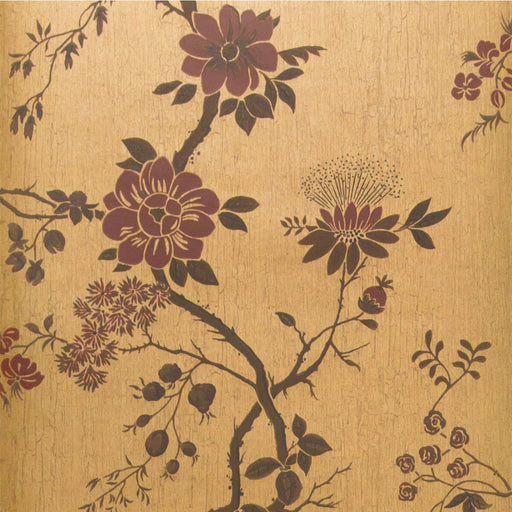 COLE & SON - CAMELLIA- CRIMSON/MTL GOLD - Wallcovering by the Roll CRIMSON/MTL GOLD