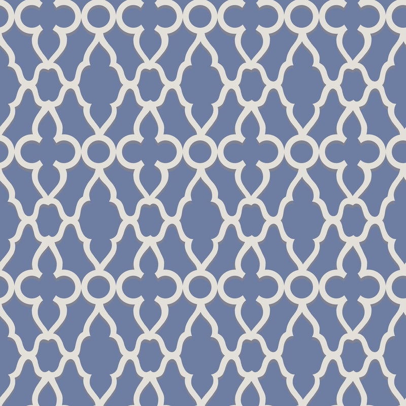 COLE & SON - TREILLAGE- WHITE/HYACINTH - Wallcovering by the Roll WHITE/HYACINTH
