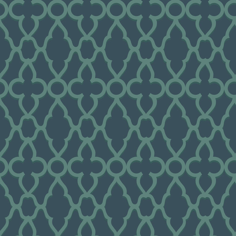 COLE & SON - TREILLAGE- VIRIDIAN/INK - Wallcovering by the Roll VIRIDIAN/INK