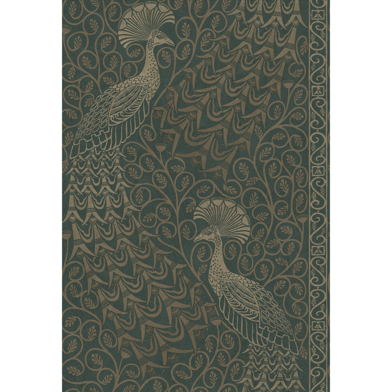 COLE & SON - PAVO PARADE- MGILVER/GREEN - Wallcovering by the Roll MGILVER/GREEN