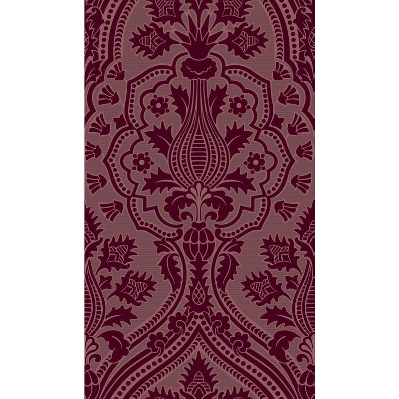 COLE & SON - PUGIN PALACE FLOCK- CLARET - Wallcovering by the Roll CLARET
