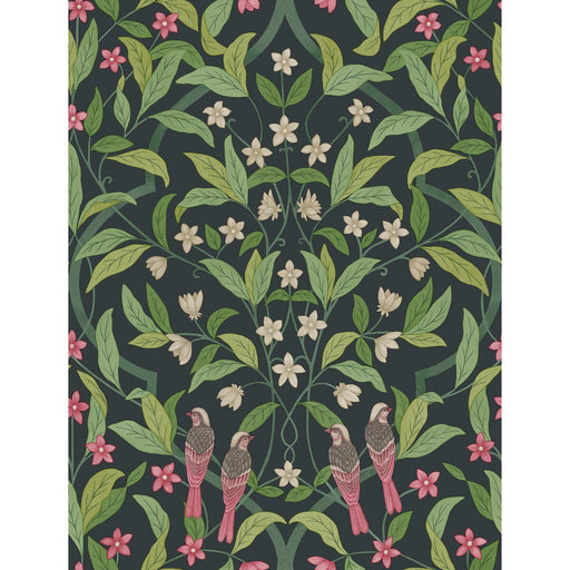 COLE & SON - JASMINE & SERIN SYMPHONY- ROSE/GRN/VIRIDIAN - Wallcovering by the Roll ROSE/GRN/VIRIDIAN
