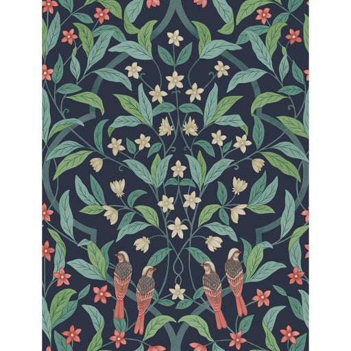 COLE & SON - JASMINE & SERIN SYMPHONY- CORAL/PETROL/INK - Wallcovering by the Roll CORAL/PETROL/INK