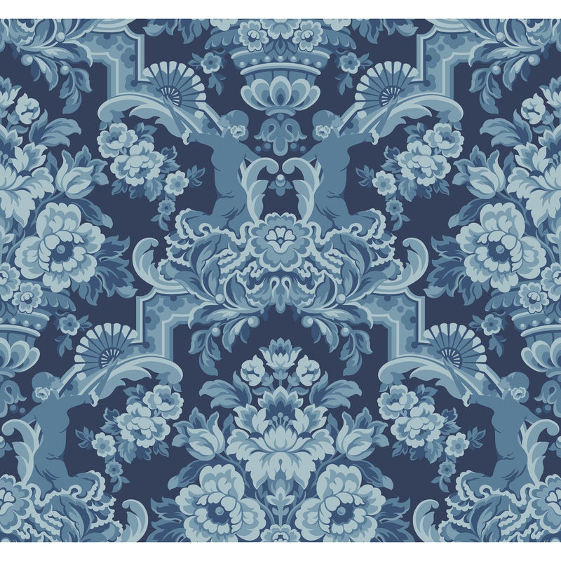 COLE & SON - LOLA- CHINA BLUES ON MIDNIGHT - Wallcovering by the Roll CHINA BLUES ON MIDNIGHT