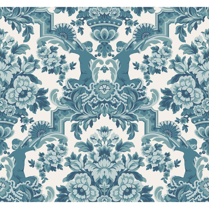 COLE & SON - LOLA- PETROL BLUES ON WHITE  - Wallcovering by the Roll PETROL BLUES ON WHITE