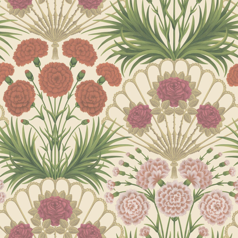 COLE & SON - FLAMENCO FAN- FUCHSIA/ROUGE/METAL GLD/CREAM - Wallcovering by the Roll FUCHSIA/ROUGE/METAL GLD/CREAM