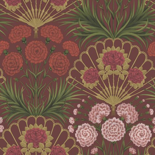 COLE & SON - FLAMENCO FAN- ROSE/BRT ROUGE/M GOLD/CRIMSON - Wallcovering by the Roll ROSE/BRT ROUGE/M GOLD/CRIMSON
