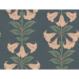 COLE & SON - ANGELS TRUMPET- CORAL & VIRIDIAN ON INK - Wallcovering by the Roll