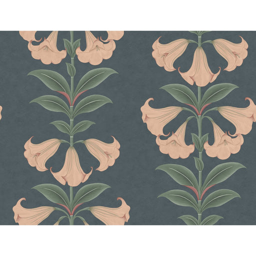 COLE & SON - ANGELS TRUMPET- CORAL & VIRIDIAN ON INK - Wallcovering by the Roll CORAL & VIRIDIAN ON INK