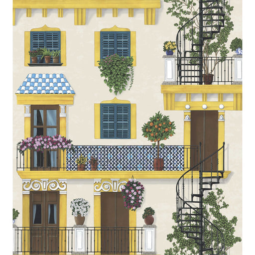 COLE & SON - ALFARO- CANARY YELLOW & PETROL ON PARCHMENT - Wallcovering by the Roll CANARY YELLOW & PETROL ON PARCHMENT