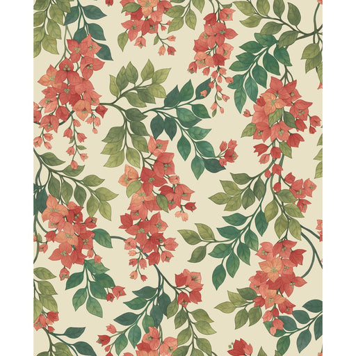 COLE & SON - BOUGAINVILLEA- ROUGE/OLIVE GRN/EMERALD/CRM - Wallcovering by the Roll ROUGE/OLIVE GRN/EMERALD/CRM