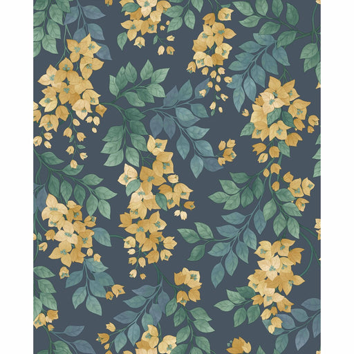COLE & SON - BOUGAINVILLEA- OCHRE/VIRIDIAN/PETROL ON INK - Wallcovering by the Roll OCHRE/VIRIDIAN/PETROL ON INK