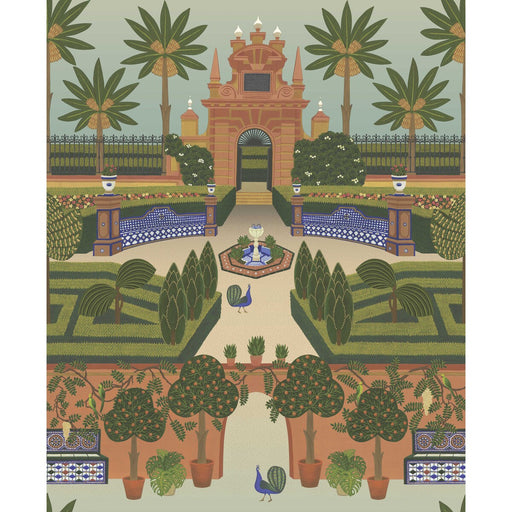 COLE & SON - ALCAZAR GARDENS- TERRACOTTA/SPRING GR/MULTI - Wallcovering by the Roll TERRACOTTA/SPRING GR/MULTI