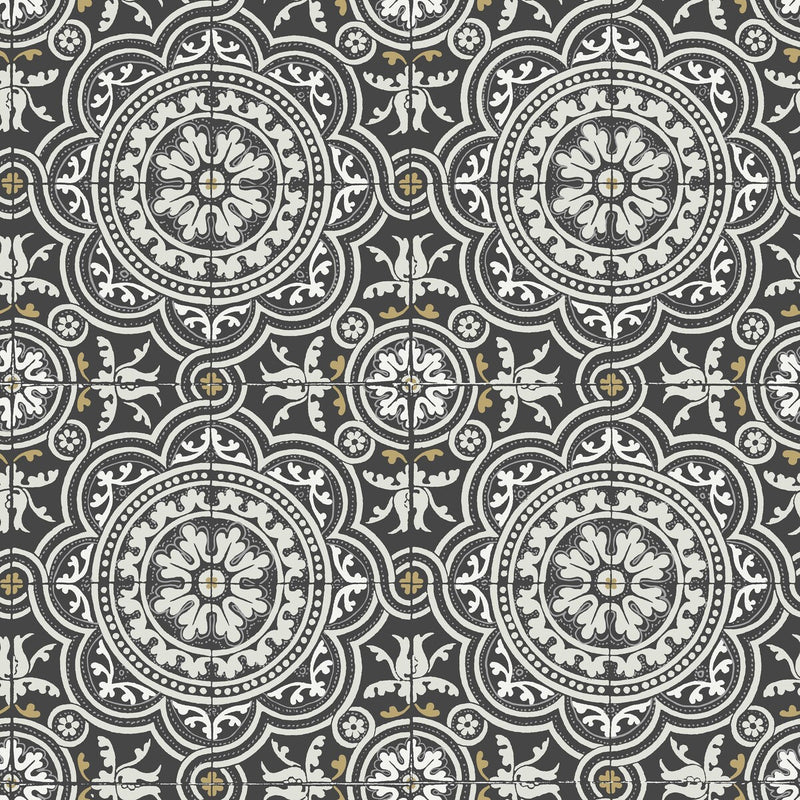 COLE & SON - PICCADILLY- GREY & METALLIC GOLD ON BLACK - Wallcovering by the Roll GREY & METALLIC GOLD ON BLACK