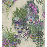 COLE & SON - TALAVERA WP- MAGENTA & SPRING GREENS ON STONE - Wallcovering by the Roll