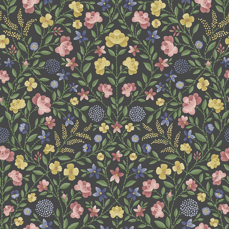 COLE & SON - COURT EMBROIDERY- YELLOW - Wallcovering by the Roll YELLOW
